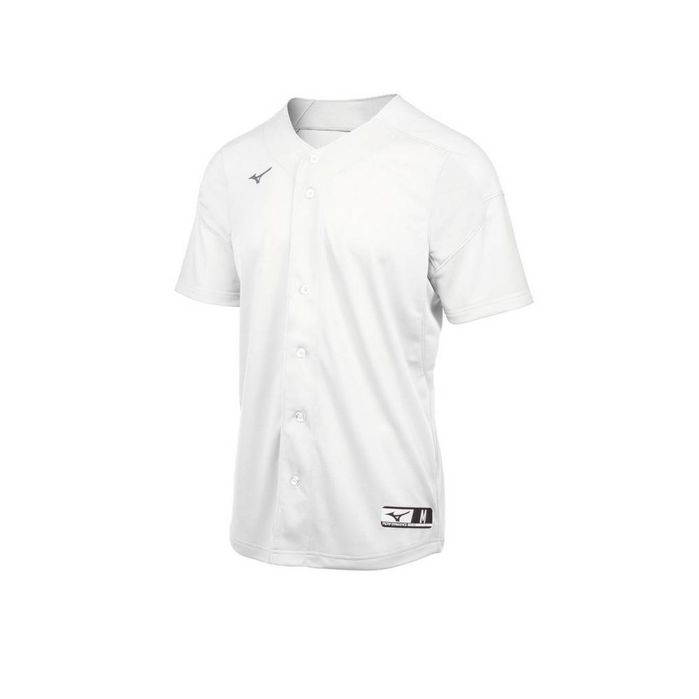 Jerseys Mizuno Aerolite Full Button Hombre Blancas Ofertas ZXBY-70386